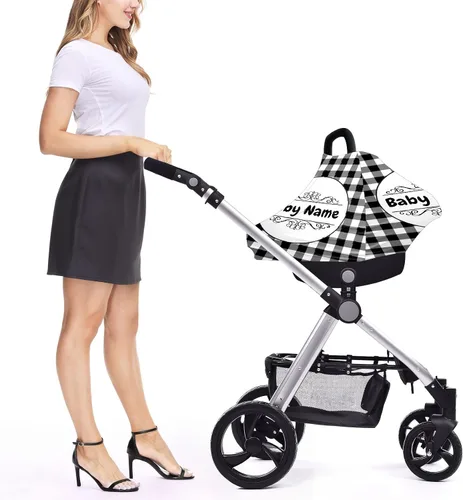 Vista 8 de Cubierta de cochecito de bebé para asiento de automóvil, cubierta de enfermería, bufanda de lactancia materna, suave y elástica, cubierta de toldo