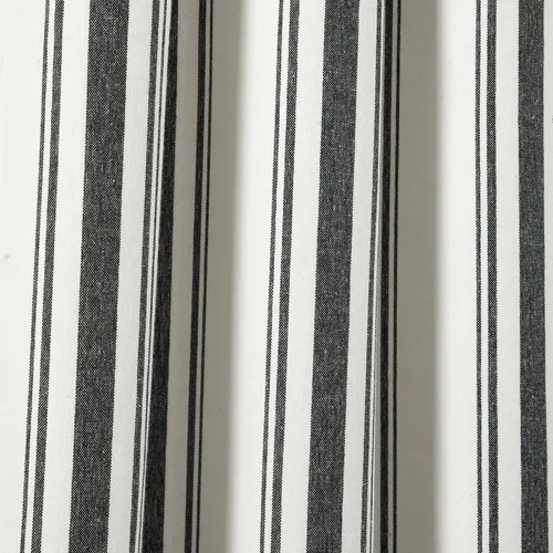 Vista 3 de Lush Decor Farmhouse Stripe - Par de paneles de cortinas de ventana de algodón reciclado ecológico teñido en hilo a rayas, 42" A x 63" L, Negro