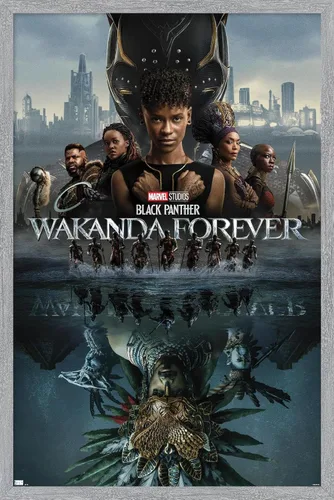 Vista 13 de Marvel Black Panther: Wakanda Forever - Póster de pared de una hoja, 22.4 pulgadas de largo x 14.7 pulgadas de ancho, versión enmarcada de madera