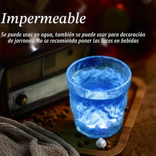 Vista 2 de 50 luces de globo, mini luces LED, redondas, largas esperas, lámpara de bola para linterna de papel, fiesta de cumpleaños, Navidad, Halloween Azul