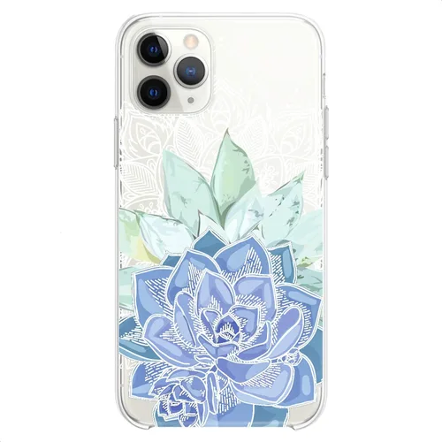 Vista 3 de Funda compatible con iPhone 14 13 Pro Max 12 Mini 11 Xs X 8 Plus Xr 7 SE 6s 5 Plant Floral Flowers Phone Teen Slim Boho Cute Girls Print Blue Design