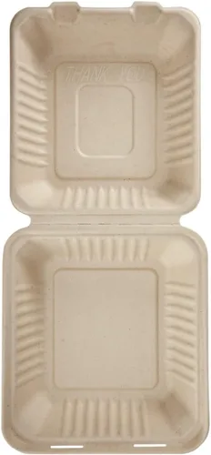 Vista 7 de KARAT EARTH Clamshell - Contenedores Take Out de comida para llevar [8"x8", 200 ct] - Contenedores compostables para llevar, bagazo biodegradable