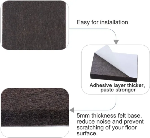 Vista 4 de uxcell 12 almohadillas para muebles cuadradas de 1 1/2 pulgadas, autoadhesivas, antideslizantes, antiarañazos, almohadillas de fieltro, protector