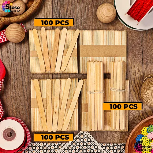Vista 2 de Palitos de paletas para manualidades, 300 piezas, calidad premium, paletas gigantes a granel, varios tamaños, varios tamaños, varios mini, grandes