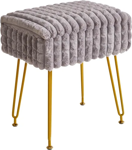 Vista 13 de IBUYKE Taburete Rectángulo con Reposapiés Otomano, Taburete de Tocador de Maquillaje, Mesa Auxiliar, Asiento de Tocador de Terciopelo, Silla