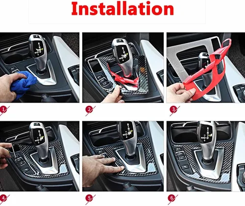 Vista 5 de Xotic Tech - Panel de cambio de marchas interior IDrive multimedia con marco de botón, kit combinado de fibra de carbono real, compatible con BMW 3