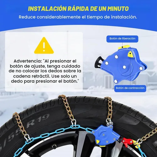 Vista 9 de Cadenas de nieve de ajuste automático para automóviles, SUV y camionetas – Instalación automática de ajuste rápido de 1 minuto, cadenas universales
