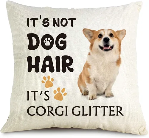 Vista 8 de OUz It's Corgi - Funda de almohada con purpurina, no es pelo de perro, decoración de perro Corgi, divertida funda de almohada de Corgi, regalo