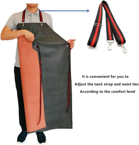 Vista 3 de TonLing Delantal de goma grueso, 47.2 x 33.5 pulgadas, impermeable, largo resistente a los químicos, ajustable para lavavajillas, limpieza de peces