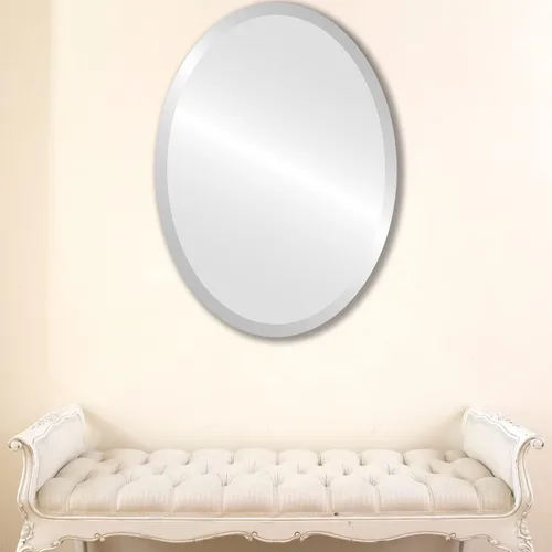 Vista 2 de OVALCREST - Espejo sin marco ovalado claro de 12 x 16 pulgadas con borde biselado de primera calidad Espejo de baño sin marco Decoración moderna