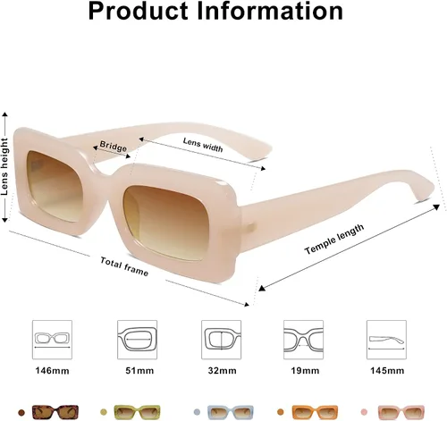 Vista 4 de SOJOS Retro 90s Nude Rectangle Sunglasses Womens Mens Trendy Chunky Glasses