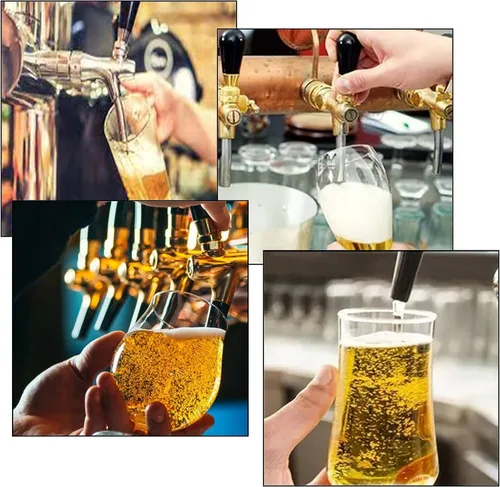 Vista 5 de LUCKEG Grifo de cerveza ajustable dorado – Controlador de flujo, grifo de barril de cerveza, vástago cromado G5/8 rosca con tuerca hexagonal