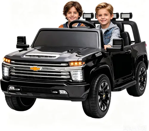 Vista 8 de Juguetes de paseo de 24 V para niños, Chevrolet Silverado de 2 plazas, auto Negro
