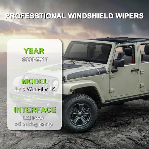 Vista 2 de PARRATI® - Limpiaparabrisas de repuesto de alto rendimiento con escobillas para parte trasera, para Jeep Wrangler 2007-2017 y Wrangler JK 2018