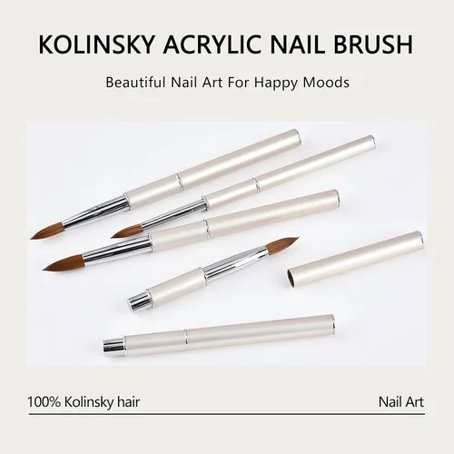 Vista 7 de Kolinsky - Cepillo de uñas acrílico, 100% puro, para aplicación de polvo acrílico, herramienta profesional de manicura para extensión de uñas