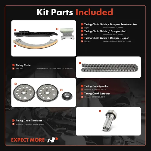 Vista 2 de A-Premium Kit de cadena de distribución del motor [compatible con DOHC, 4Cyl 2.4L 2.2L 2.0L] Compatible con Chevy & Buick & GMC & Saab & Saturn &