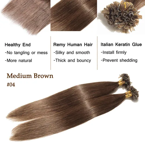 Vista 151 de SEGO Extensiones de cabello humano con micro cuentas, extensiones de cabello humano con micro bucle, lacio, natural, fusión fría, 1.76 oz/paquete