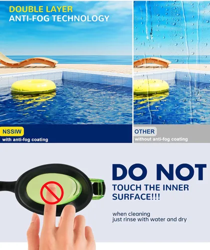 Vista 6 de NSSIW Gafas de natación para niños, gafas de natación para niños: gafas de piscina antivaho sin fugas, paquete de 2 unidades de 3 a 16 años