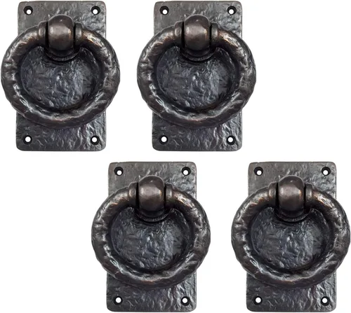 Vista 16 de Adonai Hardware Anillo de hierro fundido antiguo Adonikam de 3 pulgadas (suministrado como 2 piezas por paquete) - Negro mate