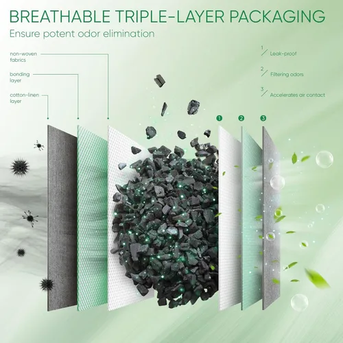 Vista 4 de Absorbedor de olores de carbón activado, ganchos grandes de 17.64 oz de ancho, eliminador de olores naturales para olores fuertes, bolsas