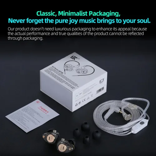 Vista 44 de KZ Castor - Auriculares intrauditivos, sonido de graves mejorado HiFi, IEMs aislantes de ruido ajustables, auriculares con cable de doble