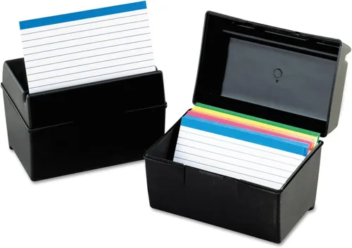 Vista 4 de Oxford Caja de tarjetas de índice de plástico, 4 x 6 pulgadas, capacidad de 400 tarjetas, negro (01461)