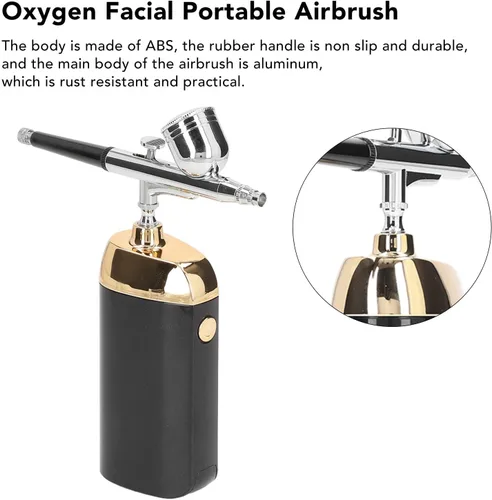 Vista 3 de Aerógrafo portátil de oxígeno, pulverizador de niebla, dispositivo Mister Mini kit de aerógrafo Mister para decoración de pasteles (negro)