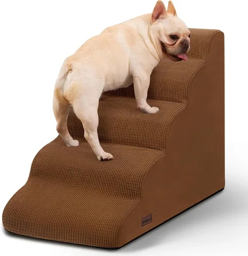 Vista 34 de Aodisman Escaleras para perros y gatos pequeños,Rampa para mascotas de 3 Beige