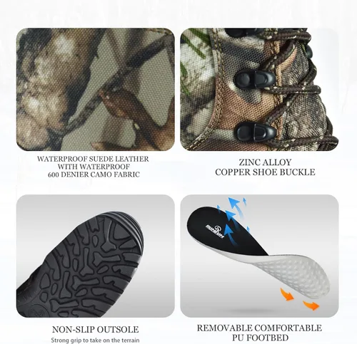 Vista 5 de Botas de caza impermeables para hombre, botas de senderismo ligeras, botas de trabajo tácticas militares, 8 pulgadas aisladas, 14.11 oz Thinsulate