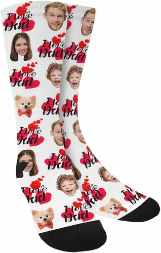 Vista 3 de Artsadd Calcetines personalizados divertidos calcetines personalizados con imagen, calcetines personalizados para hombres, papá, día del padre
