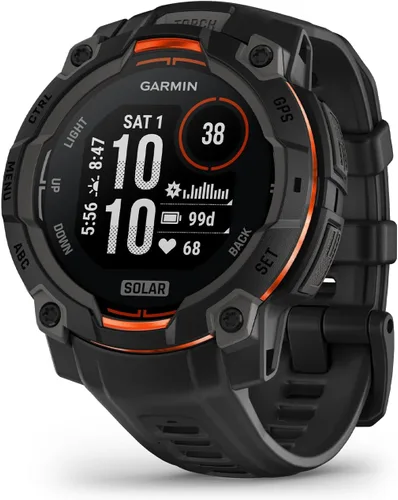 Vista 23 de Garmin Instinct® 3 45mm, pantalla AMOLED, reloj inteligente GPS resistente para exteriores, bisel reforzado con metal, linterna incorporada, hasta