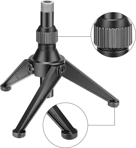Vista 5 de Neewer Mini trípode plegable de hierro para micrófono, altura ajustable de 4.9 a 7.5 pulgadas/4.9-7.5 in para conferencias, podcasts, chat en línea