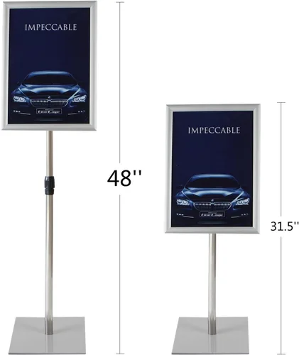 Vista 8 de T-SIGN Soporte de letrero de pedestal de 31.5 a 48 pulgadas, soporte ajustable para letreros de piso para pantallas de 11 x 17 pulgadas, soporte