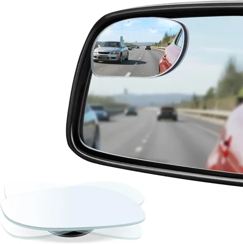 Vista 11 de LivTee Espejos de punto ciego, espejos retrovisores convexos de vidrio HD en forma de manzana, sin marco, gran angular ajustable para espejo