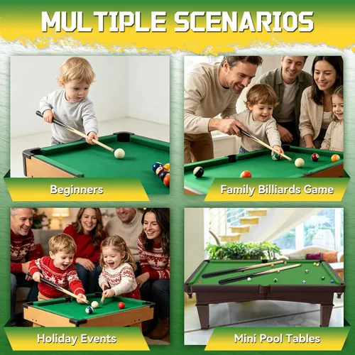 Vista 7 de Wooden Short Pool Cue Stick, Mini Pool Cue for Beginners