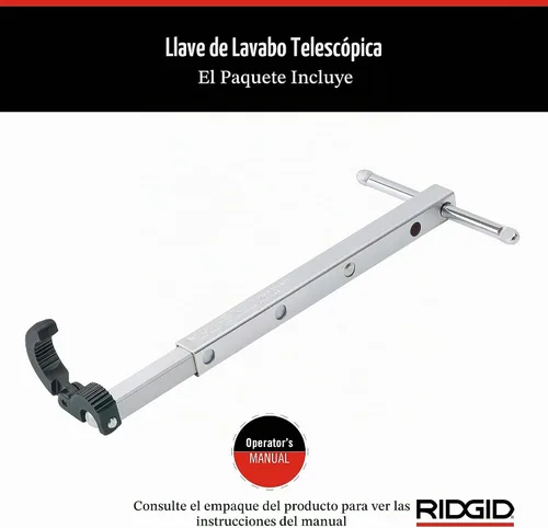 Vista 8 de RIDGID 31175 Modelo 1017 Llave plegable para lavabo ajustable de 10 a 17 pulgadas, plata, fabricada en los Estados Unidos