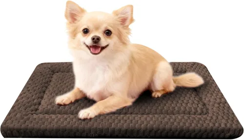 Vista 14 de Tapete de cama para perro, almohadilla reversible para jaula de perro con alfombrilla lavable y espuma suave, cama plana para mascotas para perros