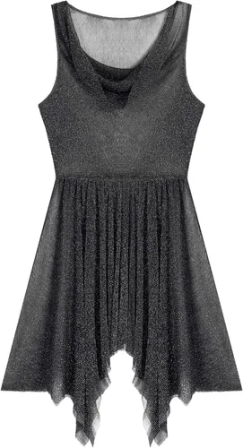Vista 5 de Women Worship Praise Dance Tunic Glittery See-Through Lyrical Dance Dress Negro
