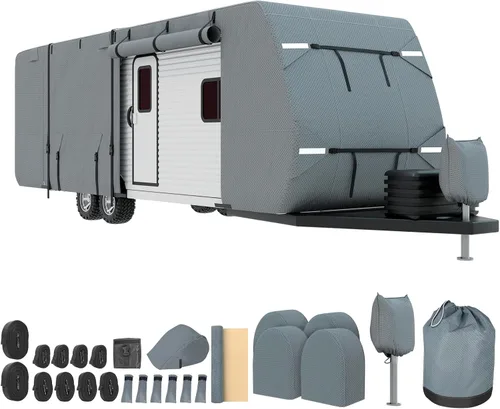 Vista 10 de Mofeez Travel Trailer RV Cover, Extra-Thick Upgraded 7 Layers for Camper Cover 16'-18' Windproof Waterproof Rip-Stop RV Covers with Adhesive Repair
