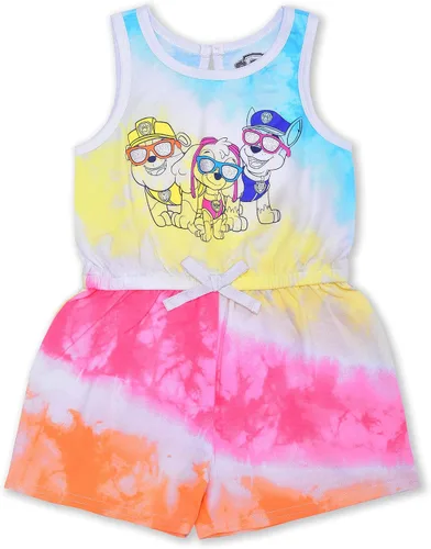 Vista 4 de Nickelodeon Paw Patrol Skye, Chase, Marshall and Rubble Girls 2 Pack Sleeveless Romper Shorts for Toddlers