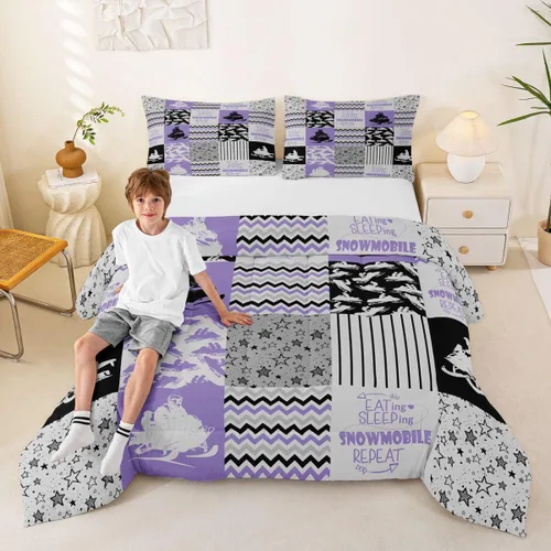 Vista 78 de Erosebridal Softball Comforter Set Patchwork Buffalo Plaid Twin Bedding Sets for Girls Kids Teens Child Galaxy Stars Ball Game Baseball Comforter