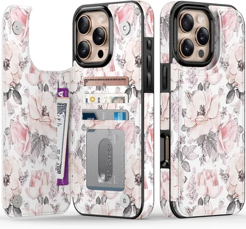 Vista 353 de LETO para iPhone 15 Pro Funda tipo cartera - Tapa tipo folio con patada - Diseños de moda - Tarjetero - Funda protectora para mujeres y niñas - 6.1