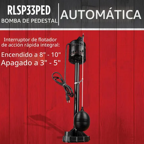 Vista 4 de Red Lion Bomba de pedestal automática RL-SP33PED, 115V, 1/3 HP, 3300 GPH