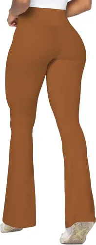 Vista 3 de Sunzel Leggings acampanados, pantalones de yoga cruzados con control de abdomen, cintura alta y pierna ancha, sin costuras frontales