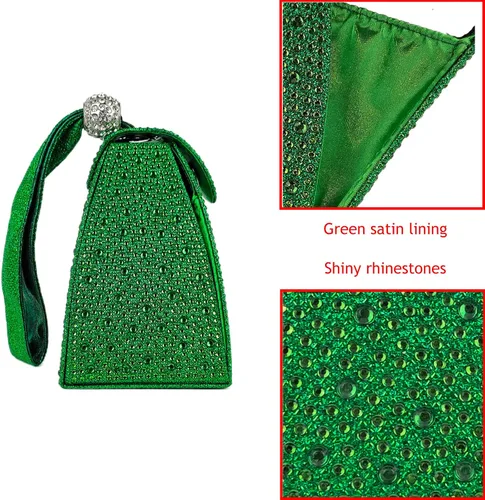 Vista 2 de Bolso de noche único con diamantes de imitación para mujer, bolso de mano triangular