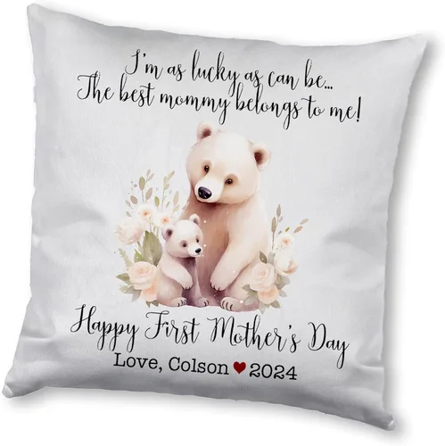 Vista 14 de Mother's Day Bear, First Mother's Day Custom Pillowcase, Personalized Mother's Day Pillowcase, Gift for Mom, Home Decor