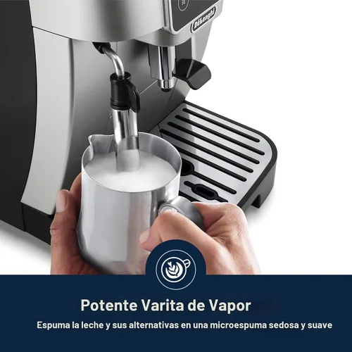 Vista 3 de De'Longhi Magnifica Start - Máquina de café espresso automática con espumador de leche manual y molinillo integrado, 3 recetas de un solo toque