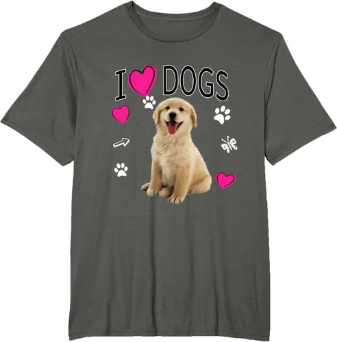 Vista 5 de Camiseta I Love Dogs - Camiseta Golden Labrador retriever, Azul Negro