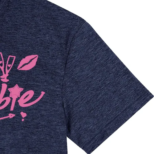 Vista 5 de Camiseta de manga corta para mujer, con estampado de caricaturas, con estampado de caricaturas, color rosa, casual, para fiestas