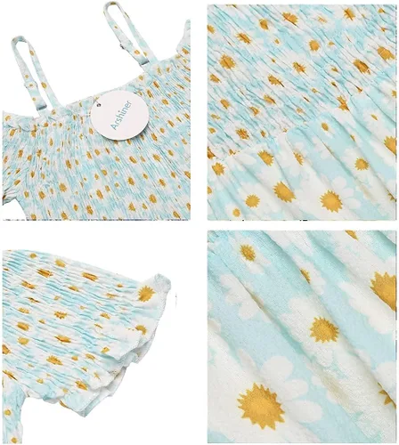 Vista 9 de Arshiner Vestido casual de verano sin mangas floral para niñas